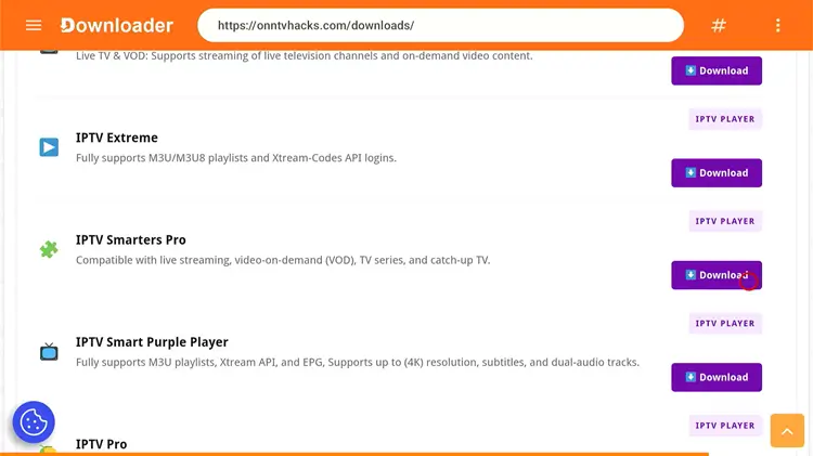 Finding IPTV Smarters Pro in Downloader
