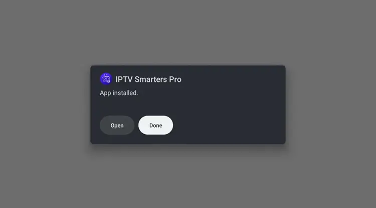 Finishing IPTV Smarters Pro installation