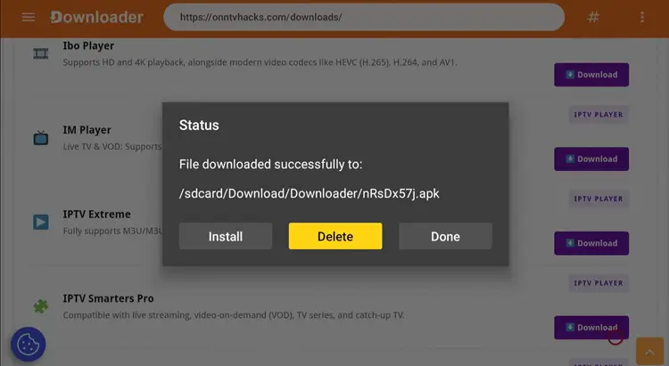 Deleting the leftover IPTV Smarters Pro APK