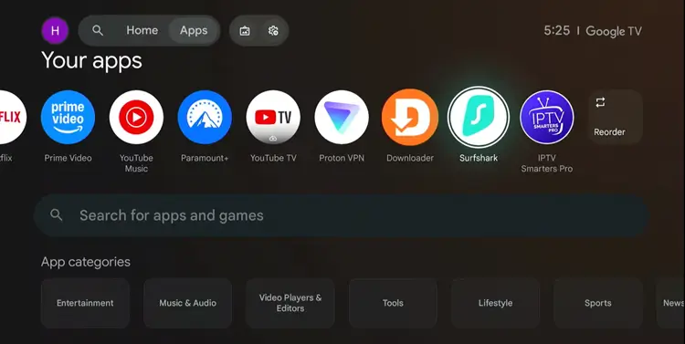 Launching IPTV Smarters Pro from the home screen