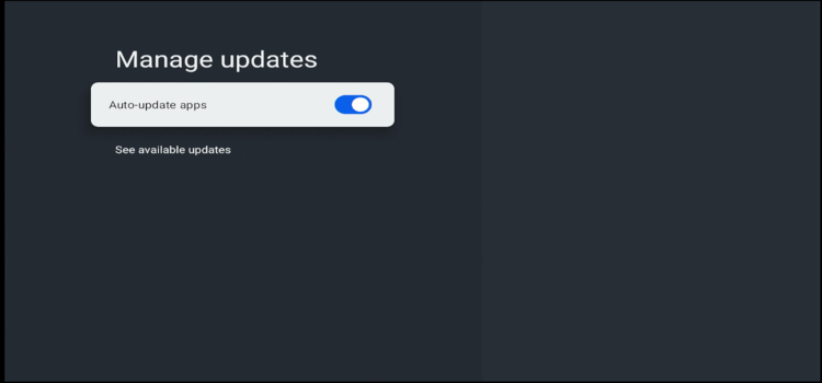 Auto-update toggle switch on Onn TV