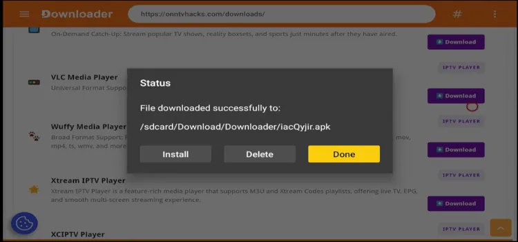 Finishing VLC installation on Onn TV
