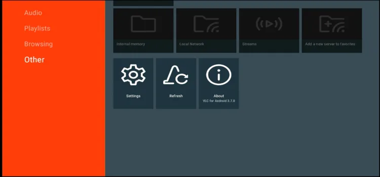 Selecting the Other section in VLC settings