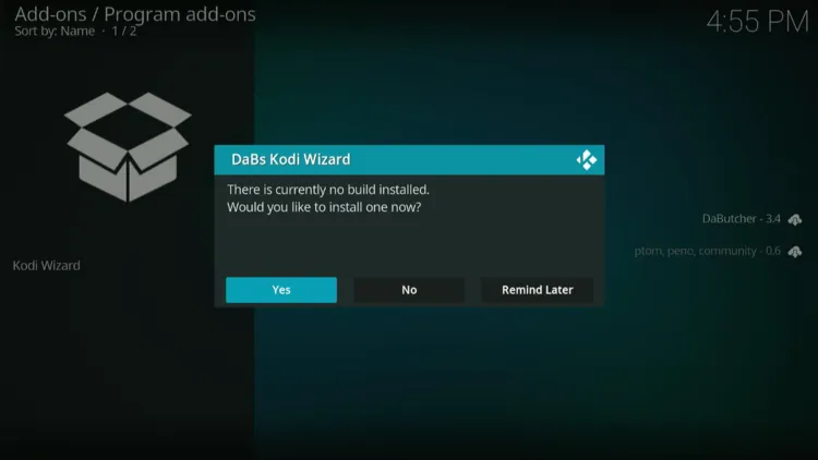 Click Yes to install the build