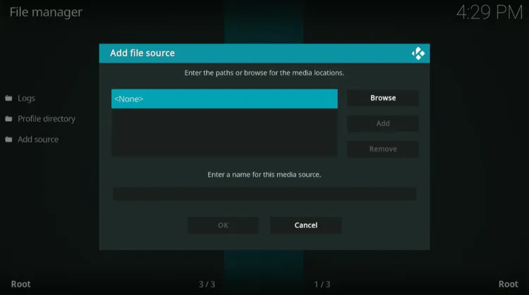 Click None in Add Source File