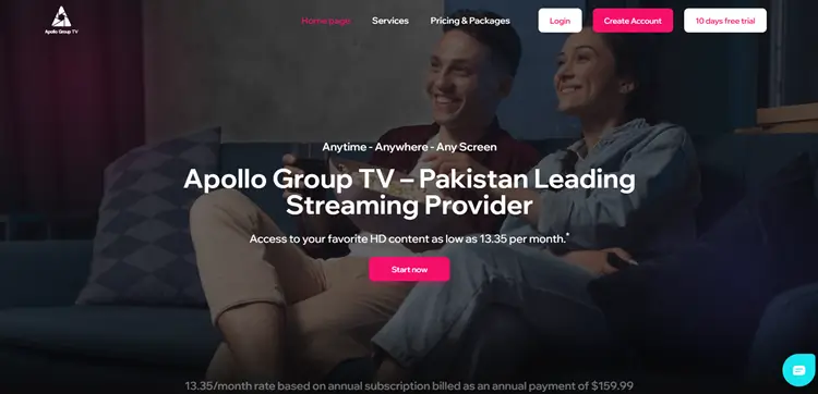 Apollo Group IPTV homepage