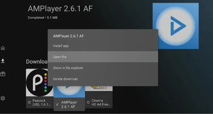 Opening the downloaded app file