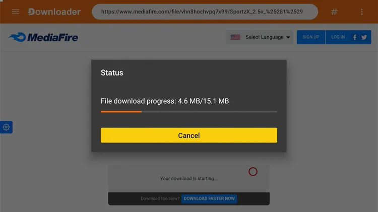 SportzX APK downloading on Onn TV