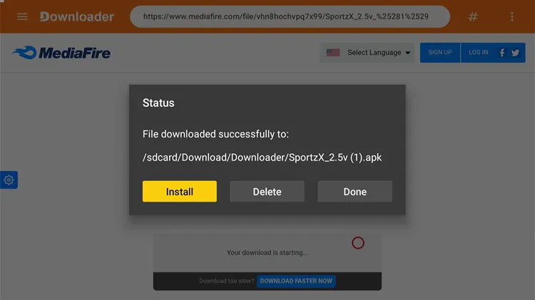Installing SportzX APK on Onn TV