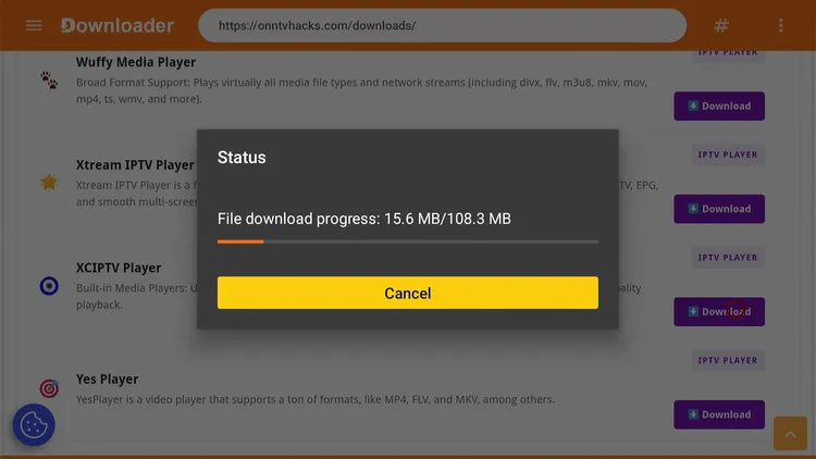 XCIPTV Player downloading