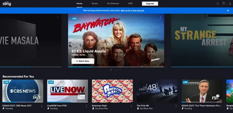 Sling Freestream homepage