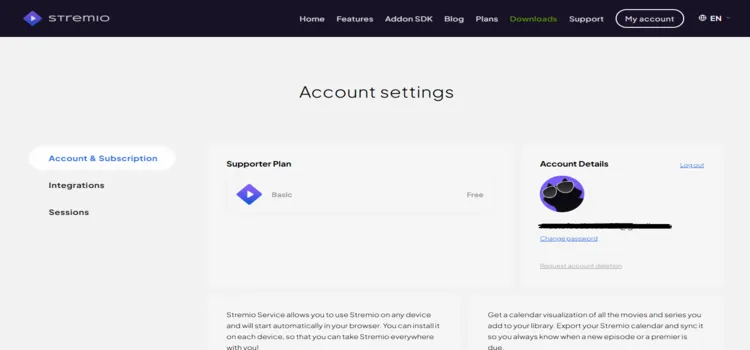 Stremio account successfully created