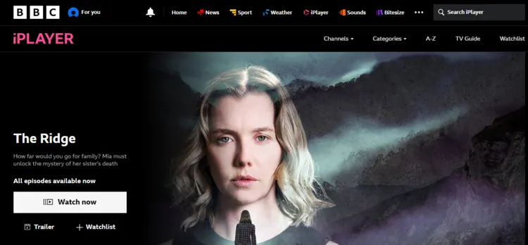 BBC iPlayer homepage
