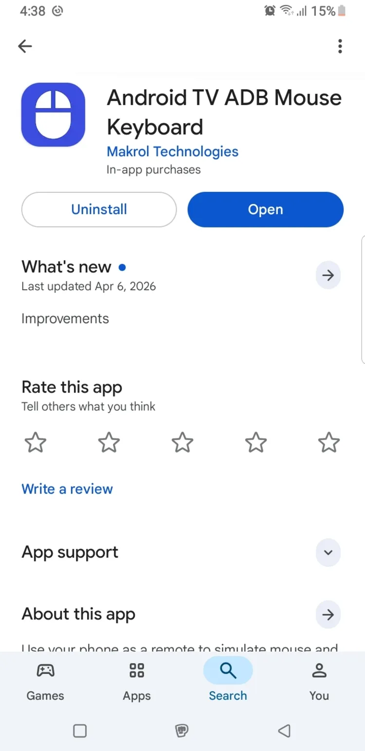 Opening the app once installation completes