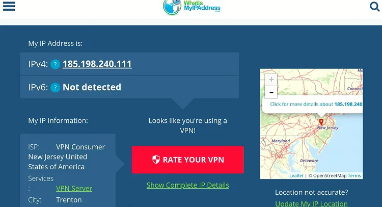 Checking your new IP address after connecting Proton VPN