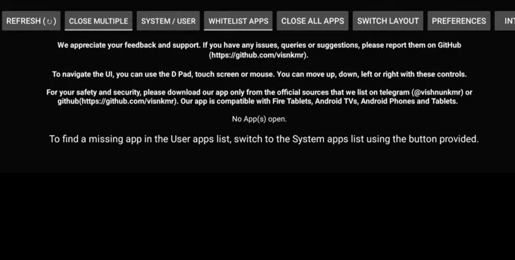 All background apps successfully closed on Onn TV