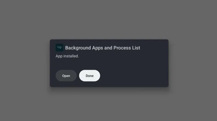 Finishing installation of the Background Apps app