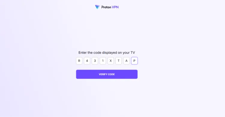 Entering the TV activation code