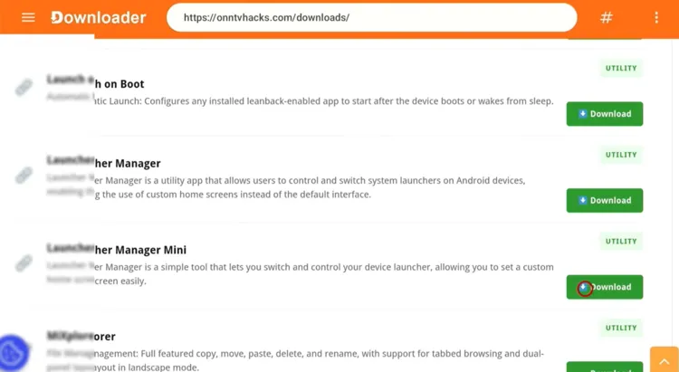 Finding and selecting Launcher Manager Mini