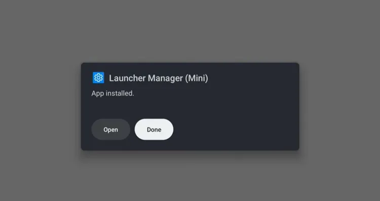 Finishing Launcher Manager Mini installation