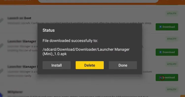 Deleting the installation file