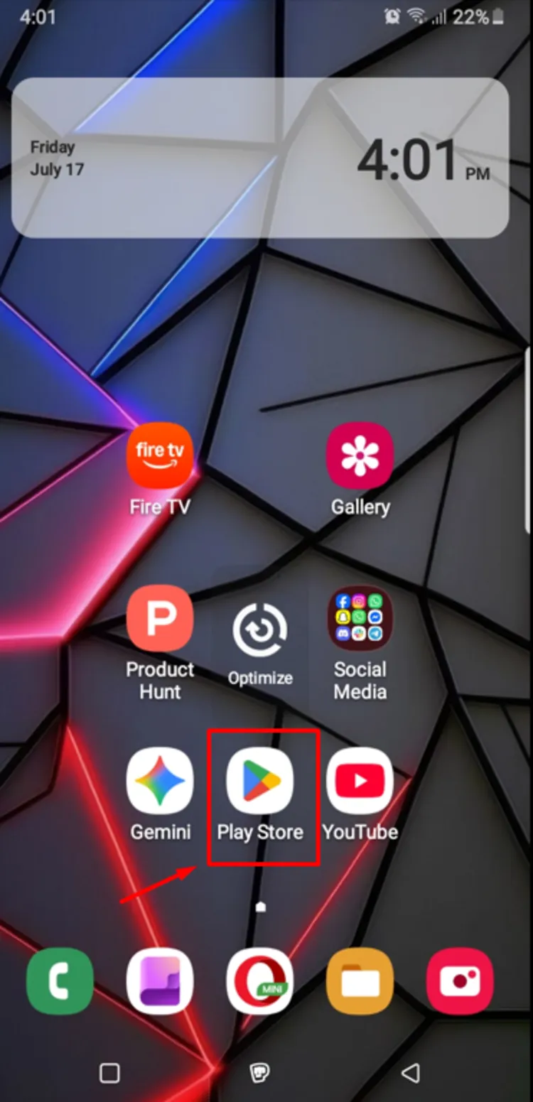 Opening the Google Play Store on a smartphone