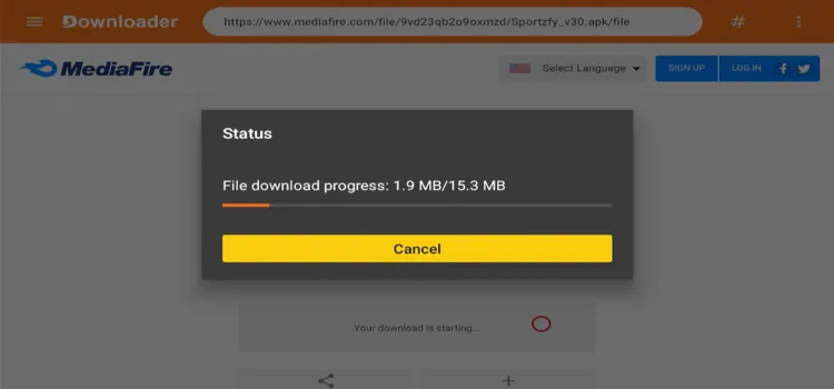 Sportzfy downloading