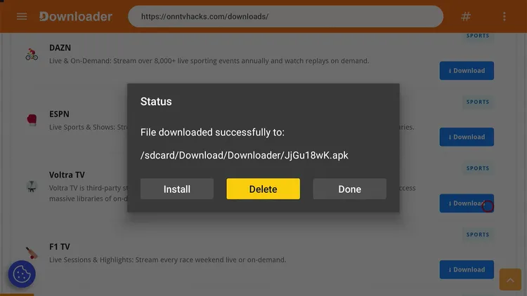 Deleting the leftover Voltra TV setup file