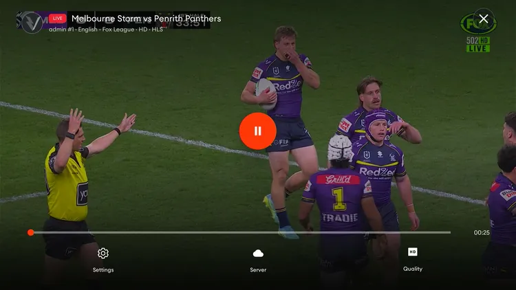 Streaming a sports match on Voltra TV