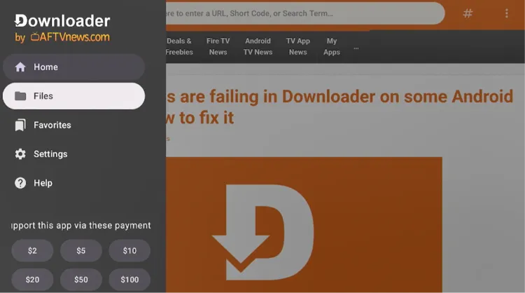 Selecting Files in Downloader
