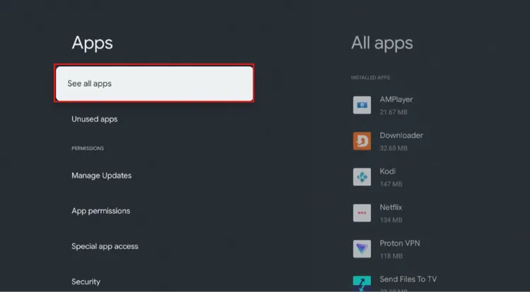 Selecting an app to clear cache