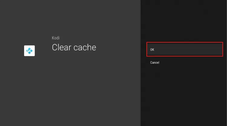 Confirming Clear cache with OK