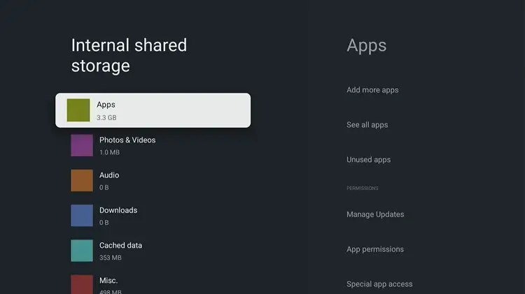 Low storage on Onn TV