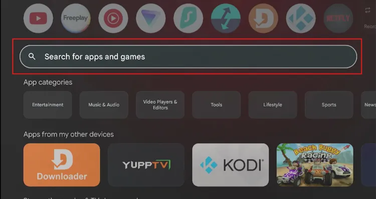 Tapping the search bar in the Play Store