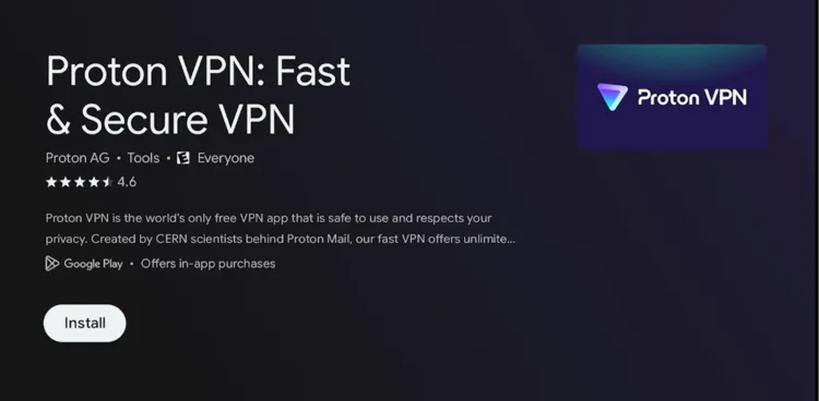 Installing Proton VPN from the Play Store