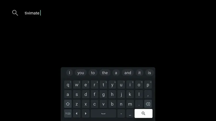Searching TiviMate on Onn TV