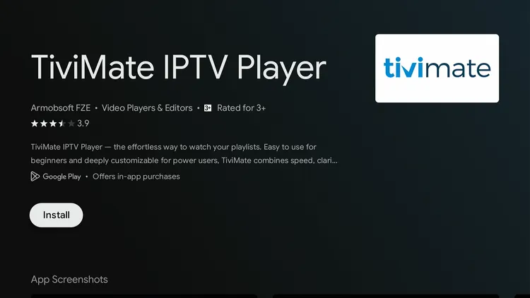 Installing TiviMate from the Play Store