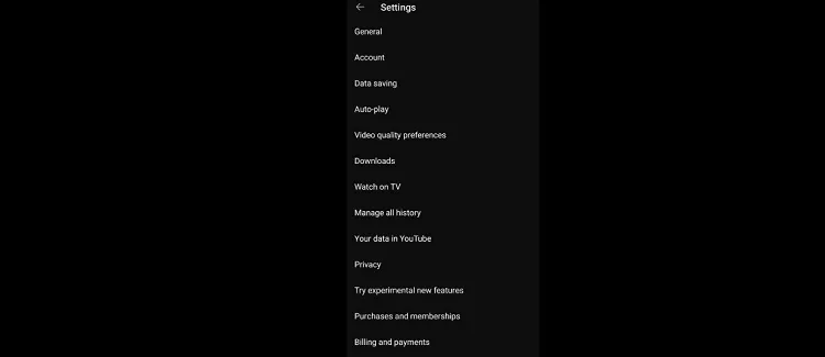 Choosing Watch on TV in the YouTube mobile app settings