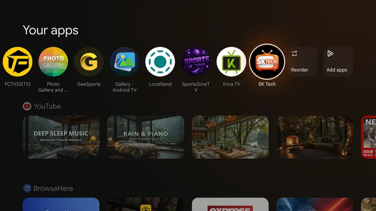 Opening SK Tech from the apps list