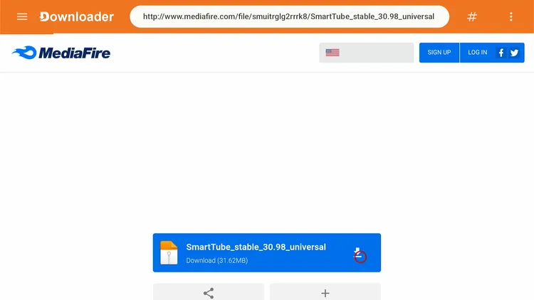 Clicking the Download icon for SmartTube