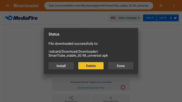 Deleting the SmartTube APK file