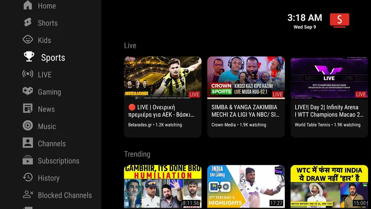 Selecting a video in SmartTube